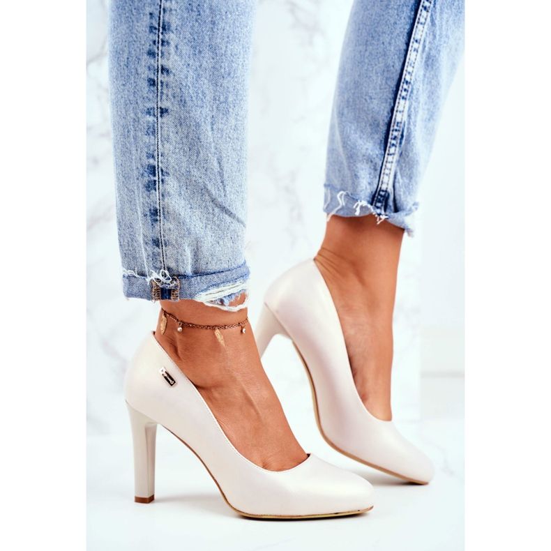 Pumps für Damen Pearl Beige auf einer Säule Sergio Leone Campbell 2