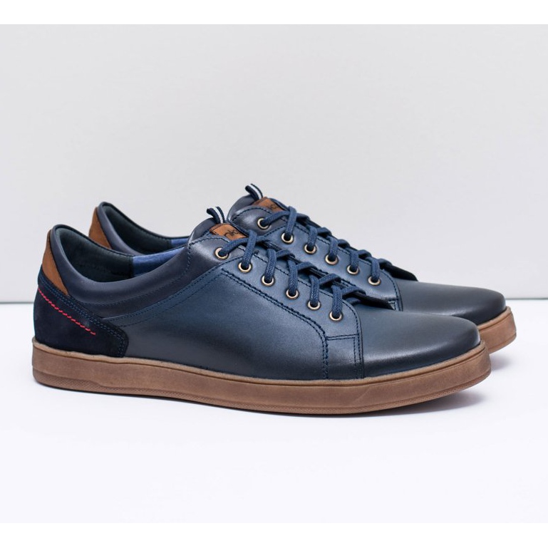 Marineblaue Leder Herren Sportschuhe Nikopol Design 2