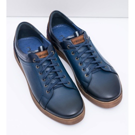 Marineblaue Leder Herren Sportschuhe Nikopol Design 1