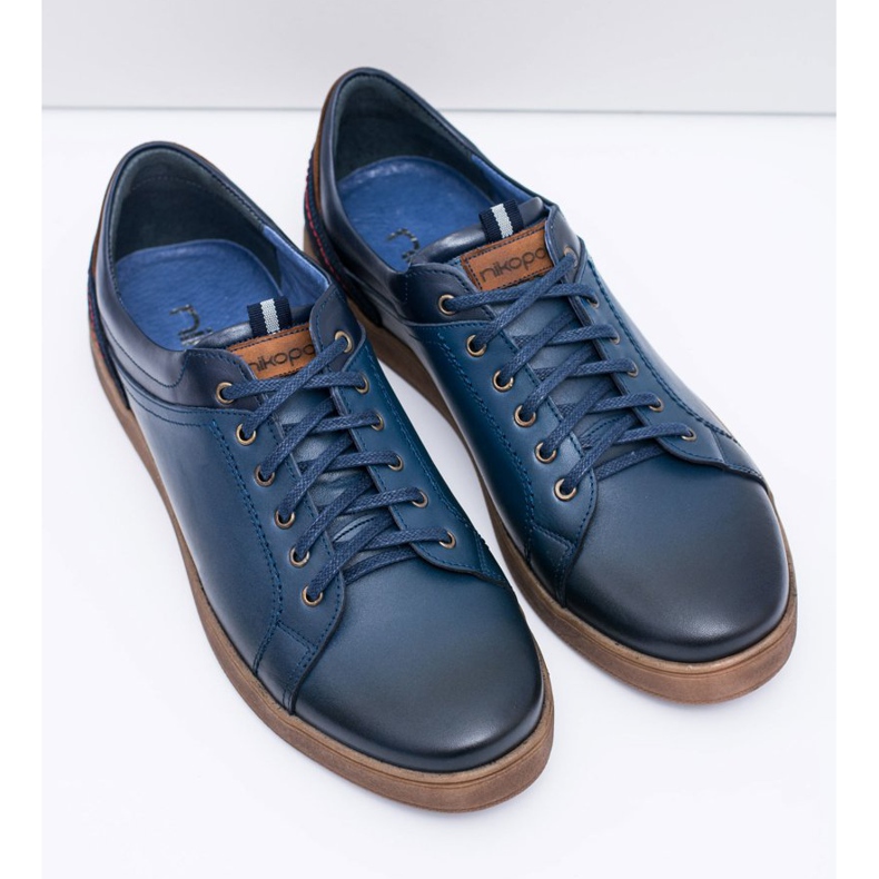 Marineblaue Leder Herren Sportschuhe Nikopol Design 1