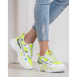 SHELOVET Neon-Turnschuhe weiß gelb 1