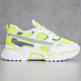 SHELOVET Neon-Turnschuhe weiß gelb 2