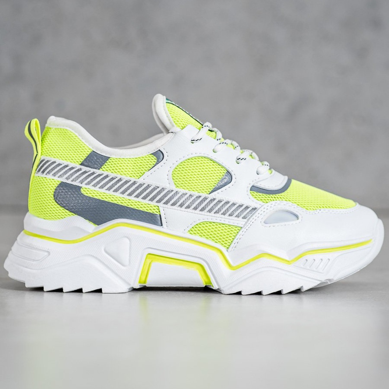 SHELOVET Neon-Turnschuhe weiß gelb 2