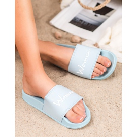 Small Swan Blaue Hausschuhe Damen 1