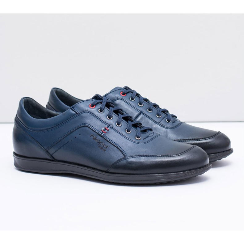Herren Marineblaue Lederschuhe Nikopol Casual Polver navy blau 1