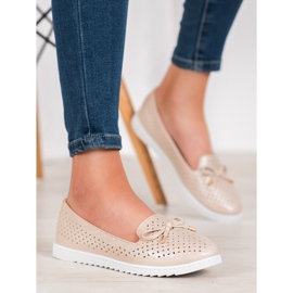 Weide Durchbrochene Loafer mit Glitzer braun 1