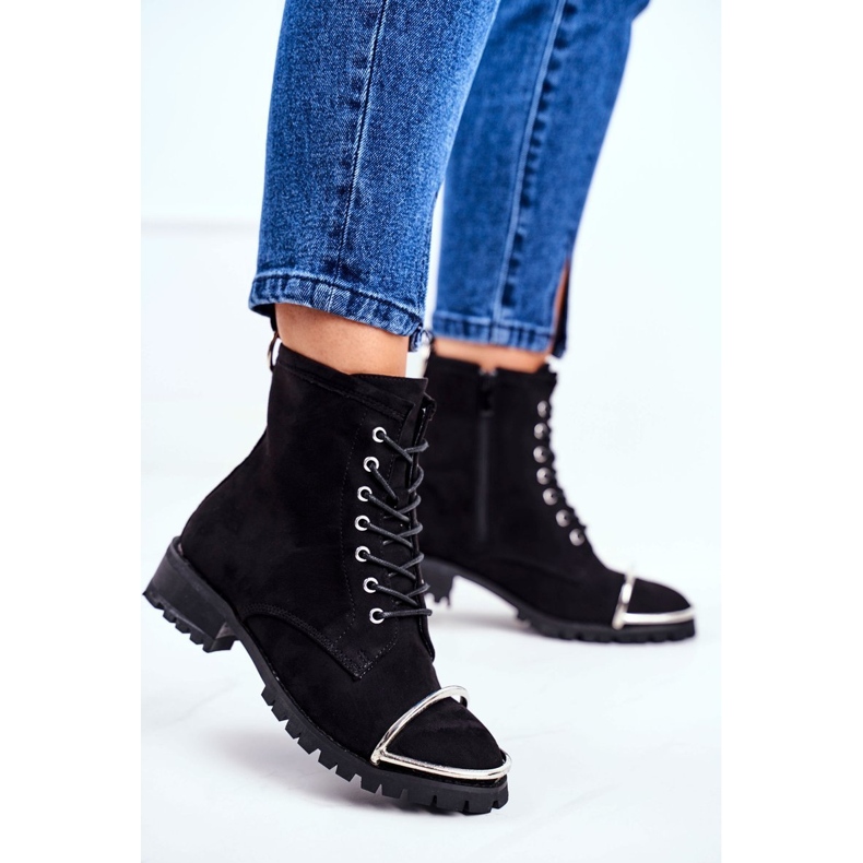 Damenstiefel Lu Boo Black Suede Workers mit einem Steel Jacksy-Rahmen schwarz 1