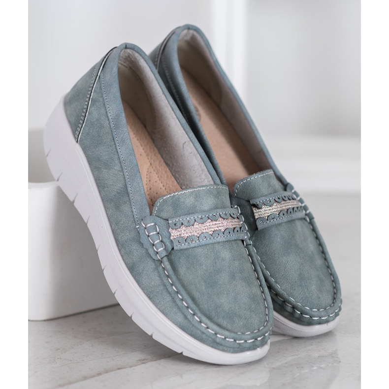 SHELOVET Bequeme Loafer auf der Plattform blau 2