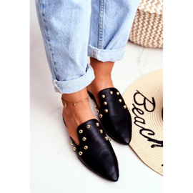 Lu Boo Damen Hausschuhe Mule Seniorita Schwarz 2