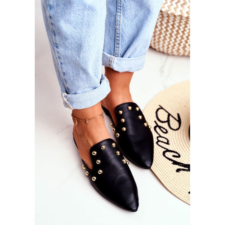 Lu Boo Damen Hausschuhe Mule Seniorita Schwarz 2