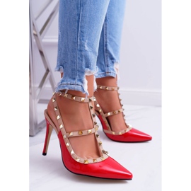 PV1 Damen High Heels Vices, lackiert, rot, mit Valenti Jets braun gelb 1