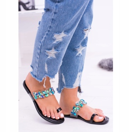 Lu Boo Elegante Schwarze Pailletten Tanut Hausschuhe 2