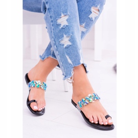 Lu Boo Elegante Schwarze Pailletten Tanut Hausschuhe 1