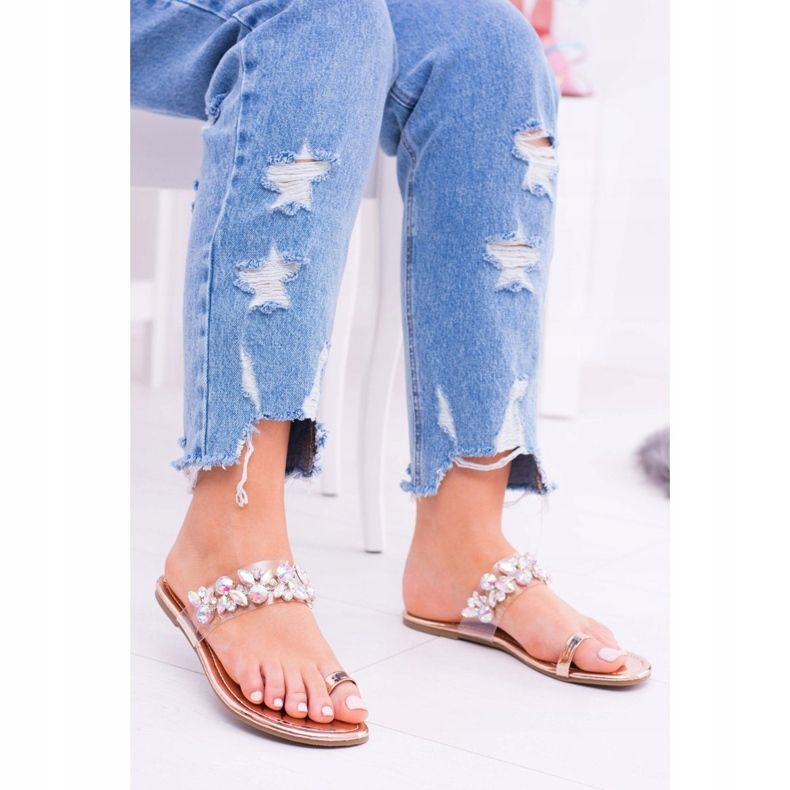 Lu Boo Elegante Goldene Hausschuhe Pailletten Tanut 1