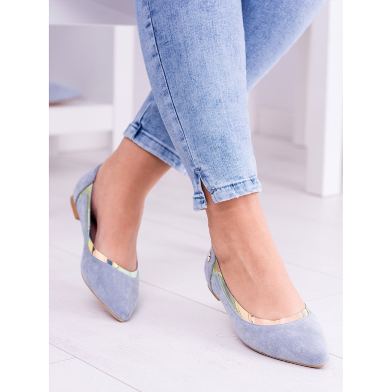 Lu Boo Blaue Transparente Holographische Ballerinas in Spitz Lison 1