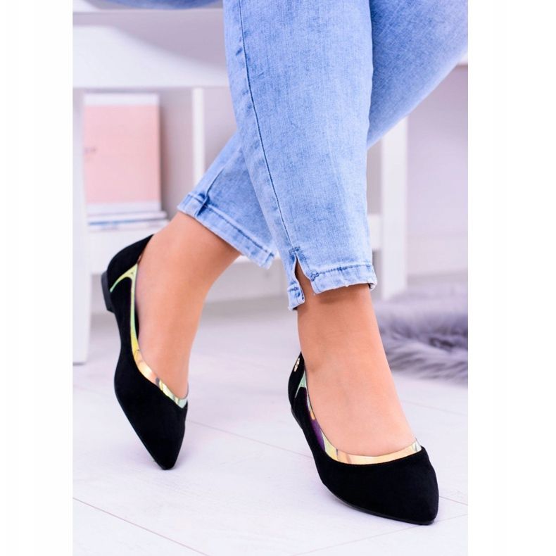 Lu Boo Schwarze transparente holografische Ballerinas in Szpic Lison 1