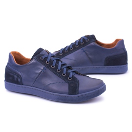 Neex Marineblaue Leder Herren Casual Ender Schuhe 1