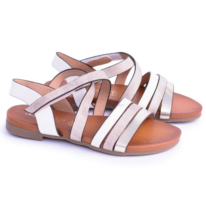 S.Barski Weiße Sandalen für Kinder mit Klettverschluss LittleReneto 1