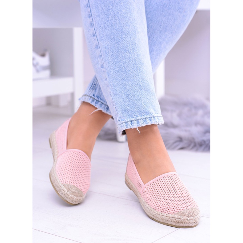 Rosa perforierte Espadrilles für Damen Asumi 1