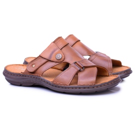 Polbut Braune Herren Hausschuhe Sandalen Hideki Leder 1