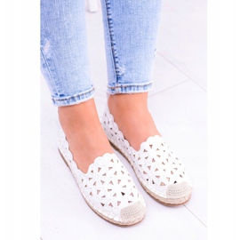 Lu Boo Damen Ballerinas Weiße Espadrilles Macarena Flowers 2