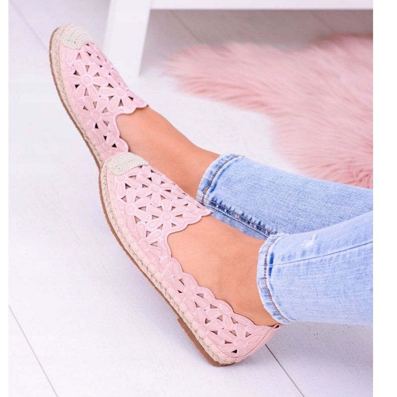 Lu Boo Damen Ballerinas Rosa Espadrilles Macarena Flowers 1