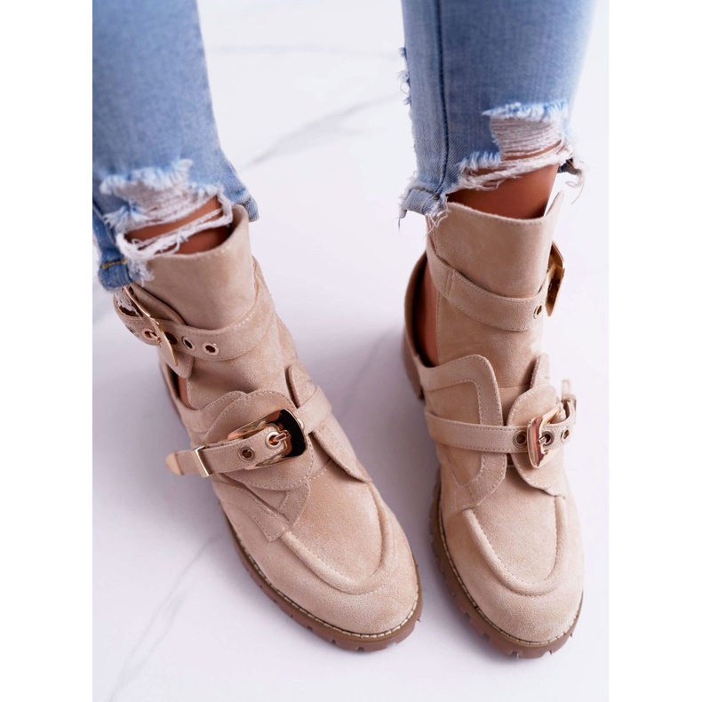 Lu Boo Beige Wildleder Cut Out Ankle Boots Rock Girl 2