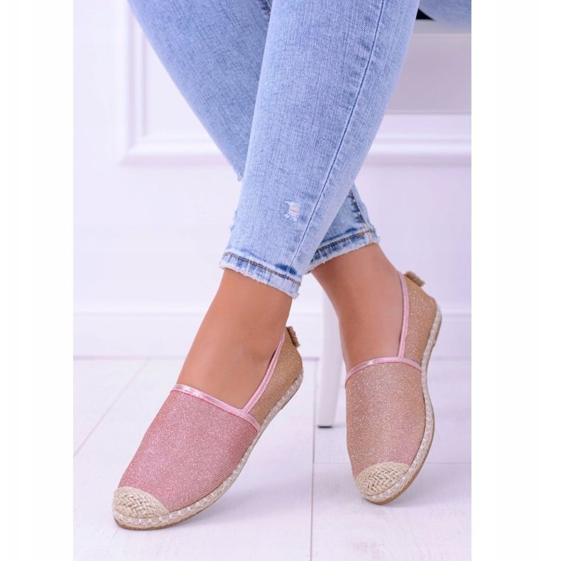 Lu Boo Damen Espadrilles Slip On Glitzer Roségold Miravet rosa 1