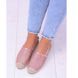 Lu Boo Damen Espadrilles Slip On Glitzer Roségold Miravet rosa 2
