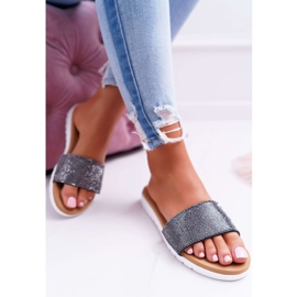 Lu Boo Damen Hausschuhe in Schwarz mit Pailletten Goodies 1