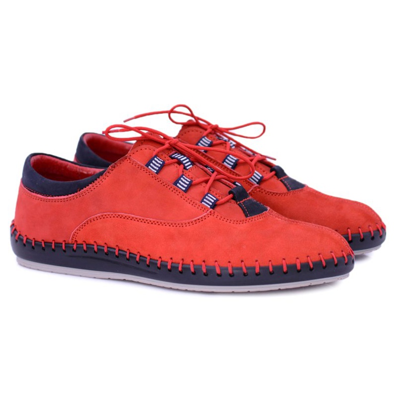 KENT Herren Leder Freizeitschuhe Rot Bill 1