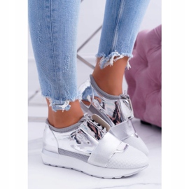 Lu Boo Damen Silber Sportschuhe Madoni grau 2