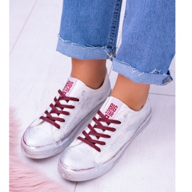 Big Star Weiß versilberte Turnschuhe BB274014 2