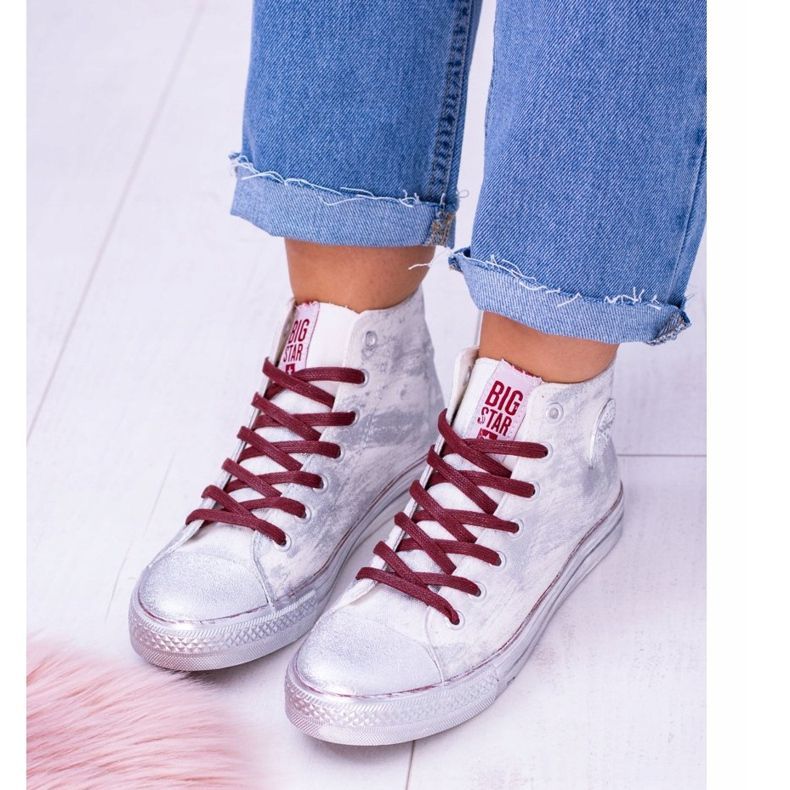 Big Star High Weiß Versilberte Sneakers BB274016 2