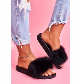 Damen Hausschuhe mit Naturfell Schwarz Naturis 2