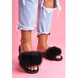 Damen Hausschuhe mit Naturfell Schwarz Naturis 1