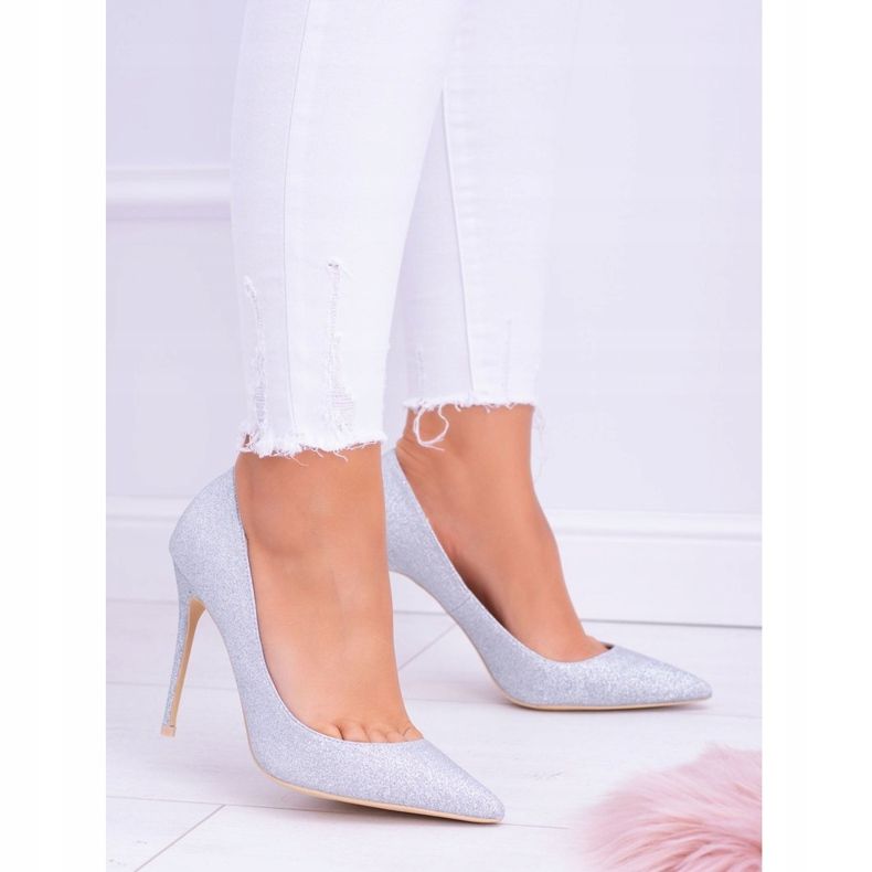 Damen High Heels Lu Boo Glitter Silver Shining grau 2