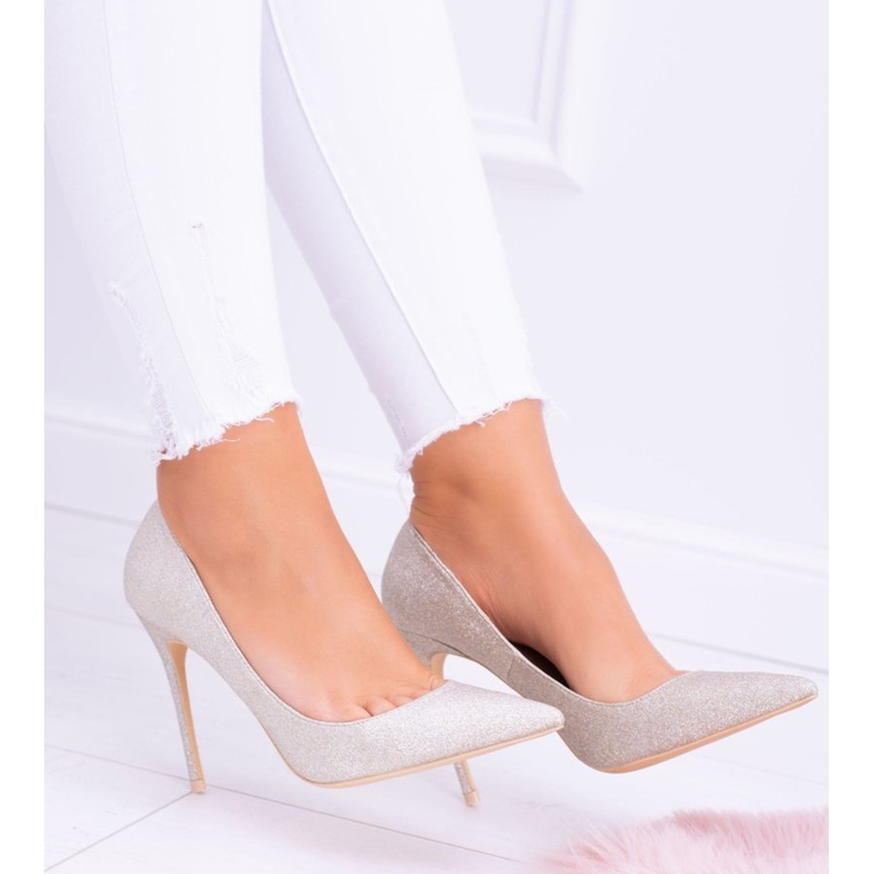 Lu Boo Glitzer Goldglänzende High Heels golden 2