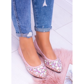 Lu Boo Rosa Wildleder Ballerinas auf elastischen Steinen Even 2