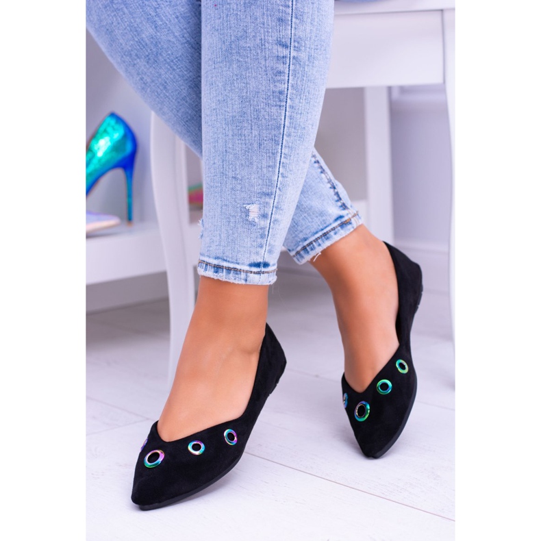 Lu Boo Schwarze Ballerina In Spitz Benzinösen Octavia 1