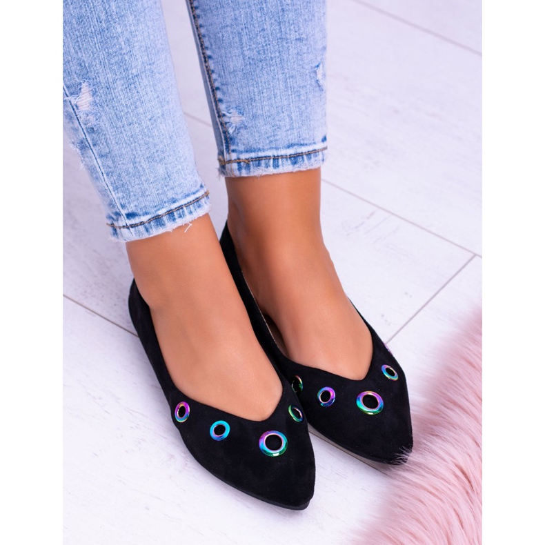 Lu Boo Schwarze Ballerina In Spitz Benzinösen Octavia 2