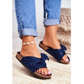 PS1 Marineblaue Hausschuhe für Damen mit Schleife Wendy Cork 2