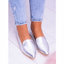 Silber verspiegelte Loafer für Damen Lu Boo Mireldo grau 2