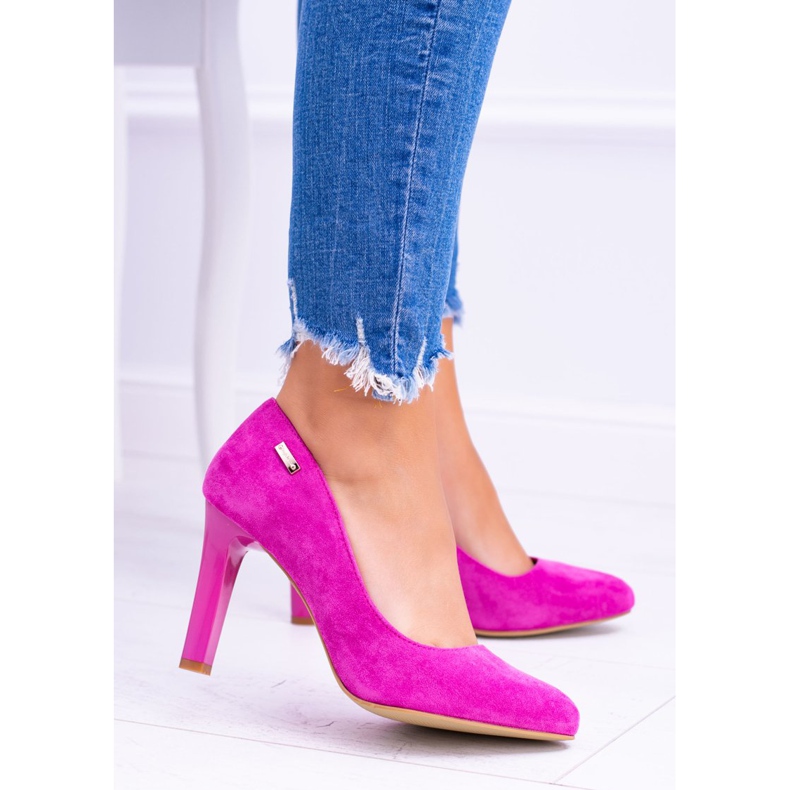 Damen Pumps mit Absatz Wildleder Fuchsia Sergio Leone Campbell rosa 1