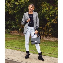 Lu Boo Schwarz Damen Stiefel Reißverschluss Pailletten Rafell 1