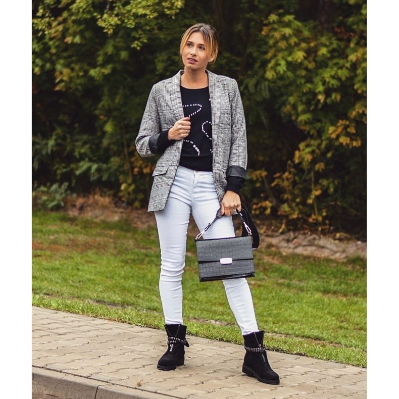 Lu Boo Schwarz Damen Stiefel Reißverschluss Pailletten Rafell 1