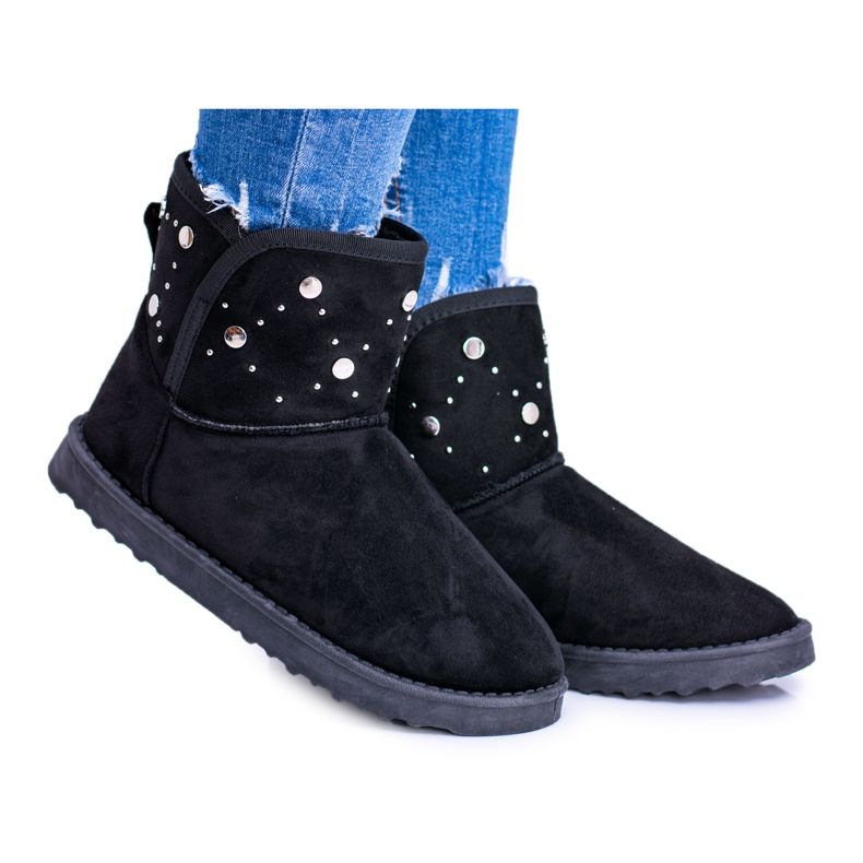 BUGO Schwarze warme Schneestiefel für Damen Wildleder Biggy 1