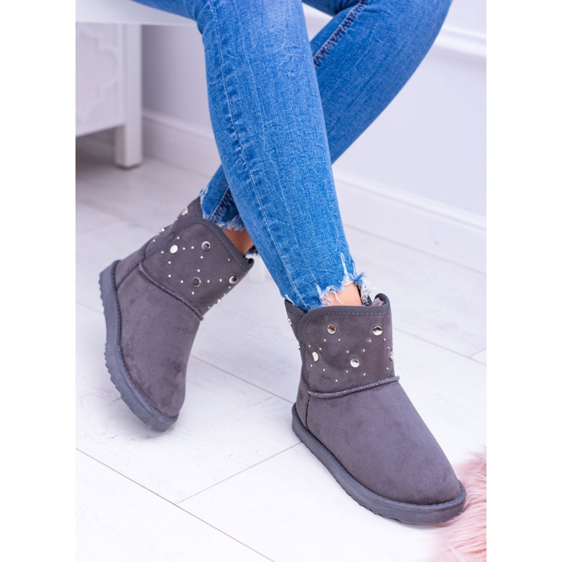 BUGO Graue warme Schneestiefel für Damen Wildleder Biggy 2