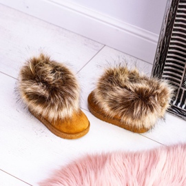 FRROCK Kinder-Schneestiefel mit Fell Camel Small Fox braun 1