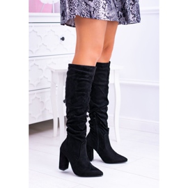 HAN Damenstiefel mit hohem Absatz Wildleder Schwarz Nightcall 2